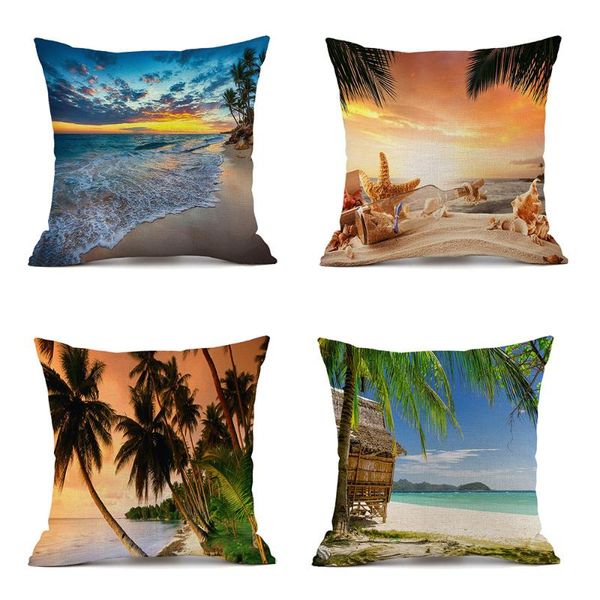 

cushion/decorative pillow landscape printed cushion cover home decor 45*45cm linen covers sofa cushions cases 0644