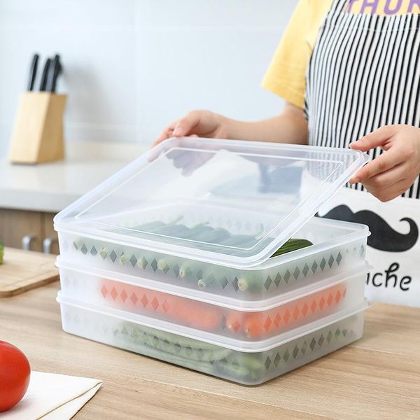 

storage bottles & jars refrigerator food box square plastic single-layer sealed large transparent classification