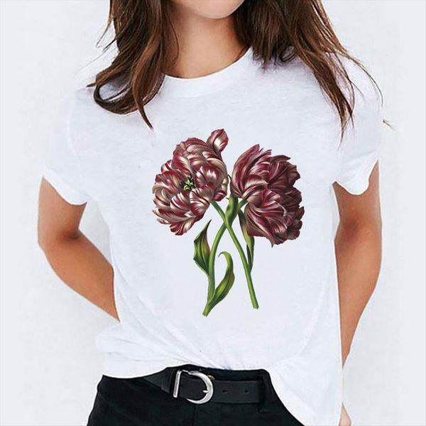 

floral elegant office fashion womens t shirts 90s printing print lady graphic shirt ladies tee, White