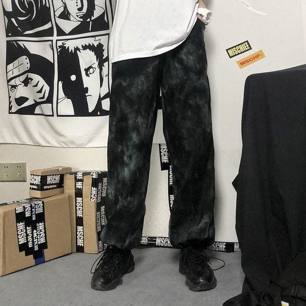 

women's pants & capris sxgoth gothic grunge halloween pant punk tie dye loose high waist aesthetic pink drawstring harajuku streetwear, Black;white