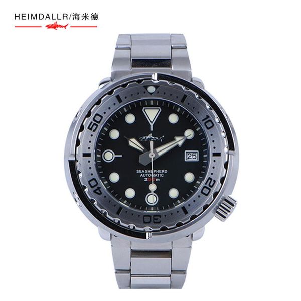 

wristwatches heimdallr men's dive wrist watch 47mm black dial sapphire japan nh35a automatic movement 200m water resistance watches, Slivery;brown