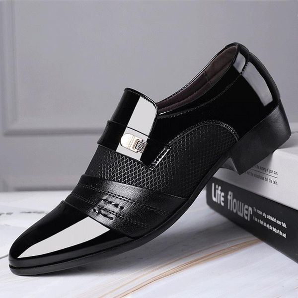 

dress shoes fashion slip on men oxfords business 2021 classic leather men's suits, Black
