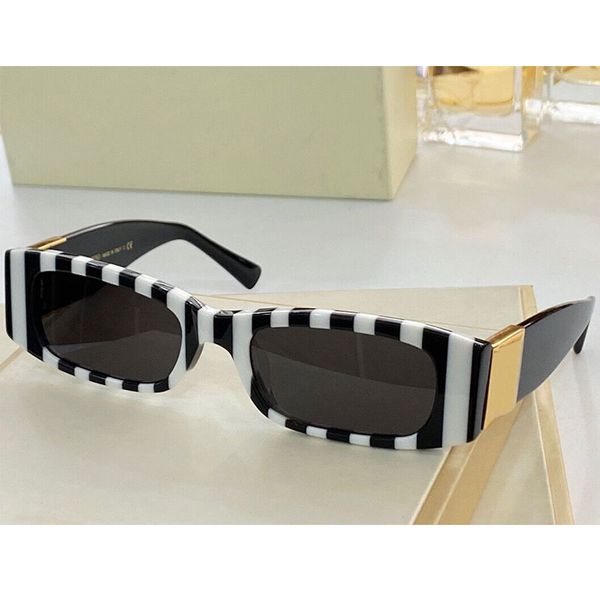 

womens new sunglasses 4105 fashion trend rectangular oval plate black and white striped frame mens glasses casual versatile designer with bo, White;black