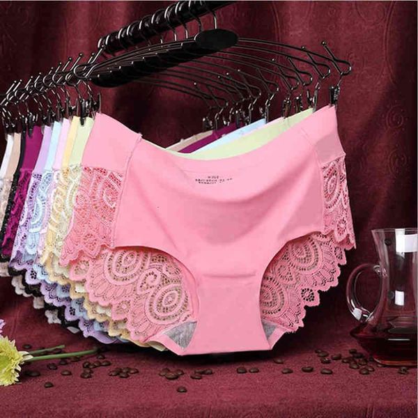 

ladies underwear woman floral crochet lace seamless panties for women traceless crotch of cotton blend briefs 2021, Black;pink