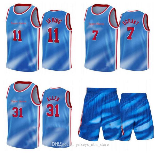 

men basketball brooklyncity team kevin 7 durant 11 kyrie irving 22 levert 31 allen 12 joe harris city pride night blue 2020-21 jersey, Black;red