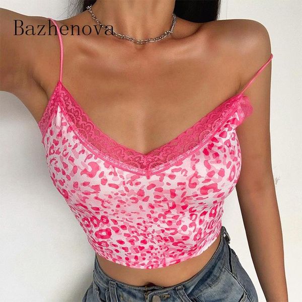 

women's tanks & camis bazhenova women vests summer woman v-neck leopard suspender girls elegant lace halter strap vest charmcamis for l, White