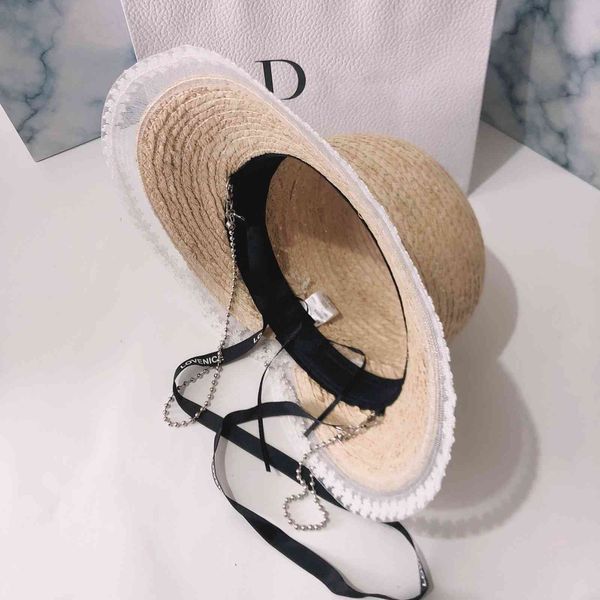 

lafite grass woven fisherman's summer new lace straw beach big brim sun shading breathable hat girl black friday zv9c, Black;white