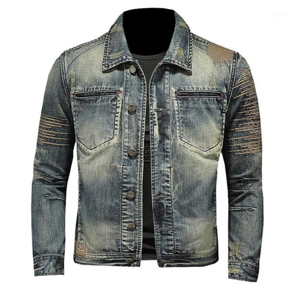 

men's jackets chaqueta vaquera vintage para hombre, abrigo informal de algodÃ³n alta calidad, prendas vestir bÃ©isbol, otoÃ±o, 2021, Black;brown