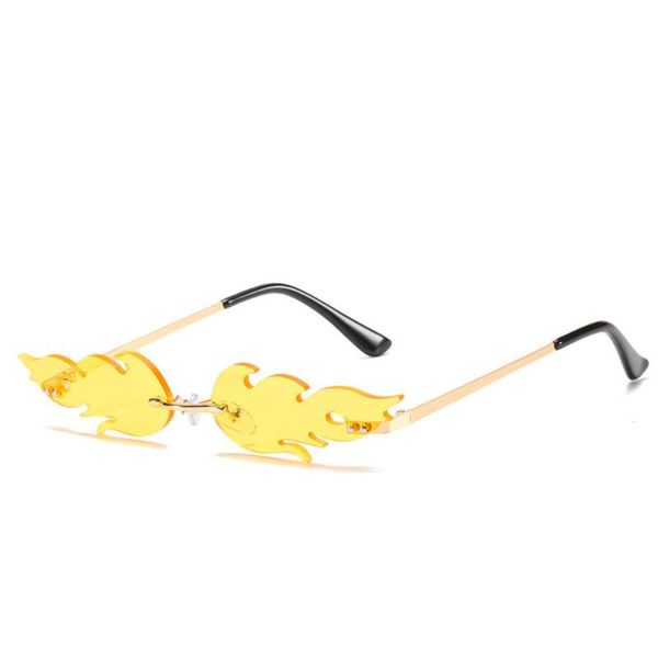 

sunglasses 2021 women men fire flame designer rimless wave sun glasses streetwear trending narrow eyewear shade, White;black