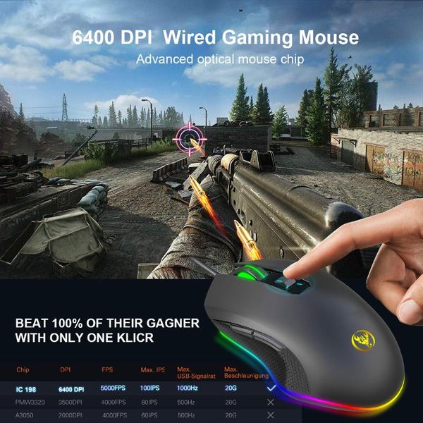 

mice seenda a866rgb wired gaming mouse 2.4g adjustable 6400dpi professional game