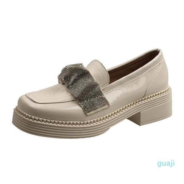 

dress shoes women's loafers slip-on bling decoration elegant fashion female concise style modern office ladies block heels, Black
