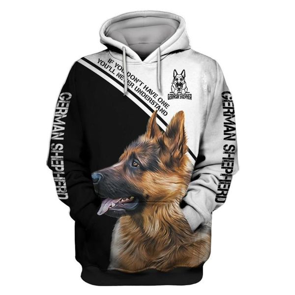 

men's hoodies & sweatshirts hoodie 3d printed german shepherd dogs for women harajuku fashion animal hooded sweatshirt casual jacket, Black