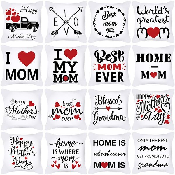 

cushion/decorative pillow mom words case happy mother's day custom gift soft cotton cushion cover throw covers home sofa decoration