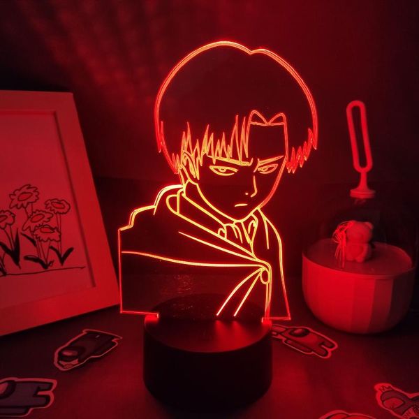 

night lights attack on titan anime figure captain levi ackerman led 3d cool gift battery lava lamps manga bedroom rgb neon decor
