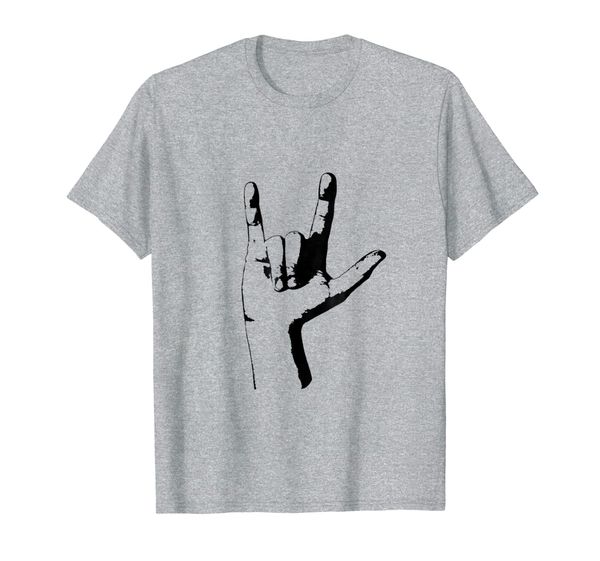 

love sign language sign hand black print t-shirt, White;black