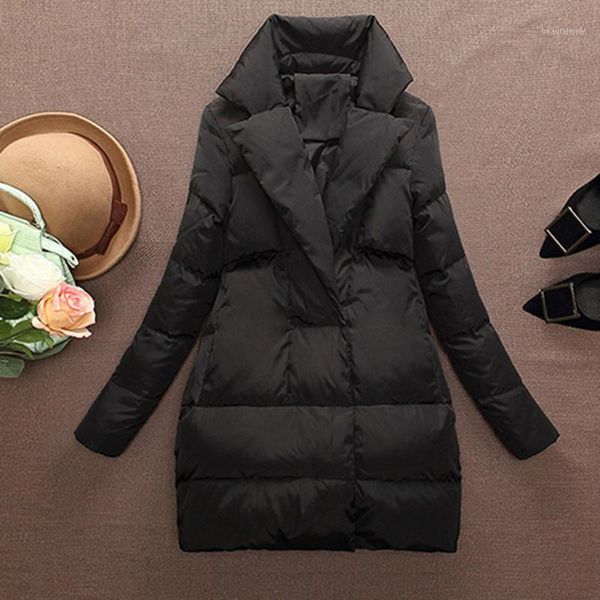 

women's down & parkas coat winter women jacket 2021 ladies thick warm mid-length suit collar, Black
