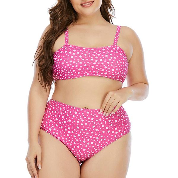 

women's swimwear large size bikini women fashion comfortable polka dot halter split high waist push up swimsuit female, White;black