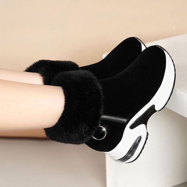 

winter lamb fur snow warm boots plus cashmere fashion women's shoes womens, Black
