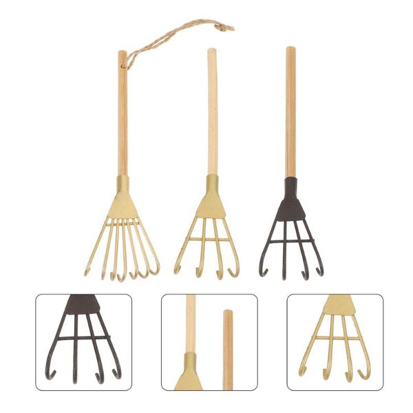 

pans 3pcs home garden mini rakes decor outdoor iron shovels adornment