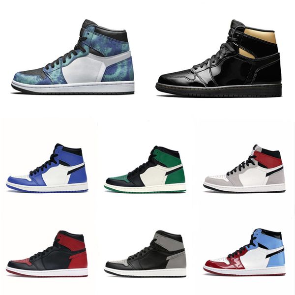 

og boots shoes 1s mid chicago royal toe black metallic gold pine green blacks unc patent men women sneakers trainers