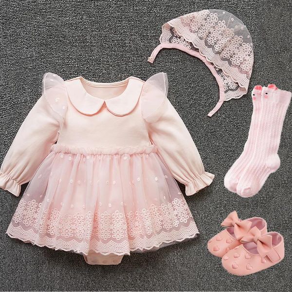 

girl's dresses princess baby girls bodysuits dress+hat+socks +shoes outfits cute lace chiffon dress toddler little tutu, Red;yellow