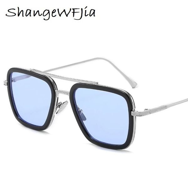 

2021 fashion square metal men sunglasses vintage clear blue mirror glass classic design women rectangle sunglasses uv400 glasses wholesale, White;black