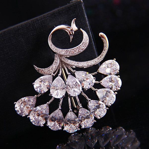 

pins, brooches simple atmosphere peacock elegant brooch 2021 trend suit clothing pin creative personality, Gray