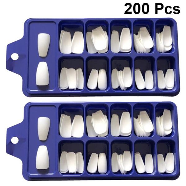 

false nails 2 boxes full cover ballerina fakes nail tip artificial fingernails for girls (100pcs/box, white), Red;gold