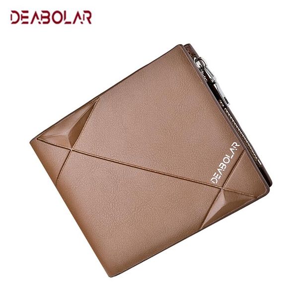 

men leather short wallet fashion vintage big capacity male money purse card holder with zipper coin pocket wallets, Red;black