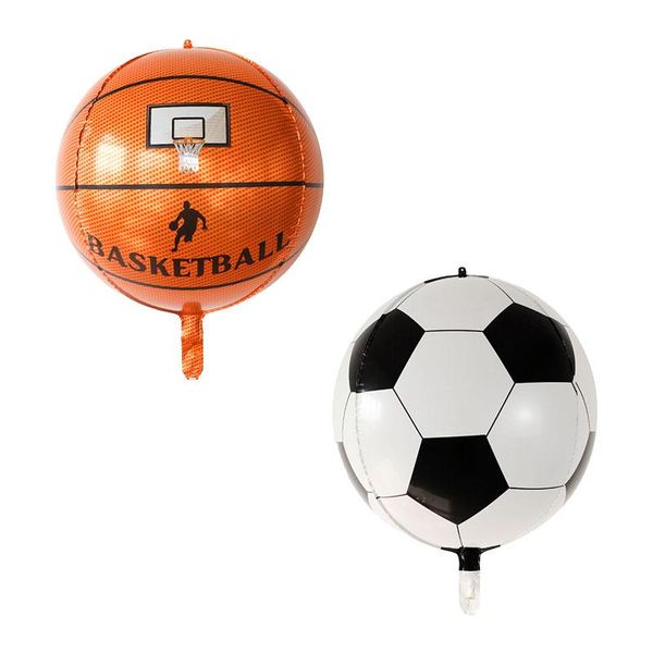 

party decoration 1pc 22inch 4d football basketball foil balloons soccer theme happy birthday inflatable helium globos kids toys