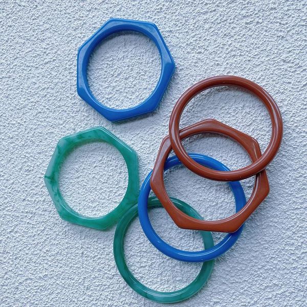 

link, chain simple fashion acrylic resin bracelets for women colorful bangles cuff charms bohemian elegant jewelry gifts 6.7cm, Black