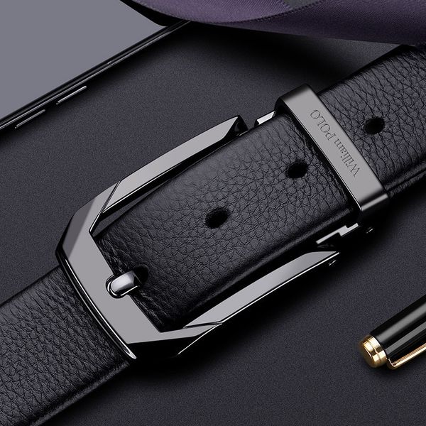 

king paul belt men's pin buckle leather fashion gift box, Black;brown
