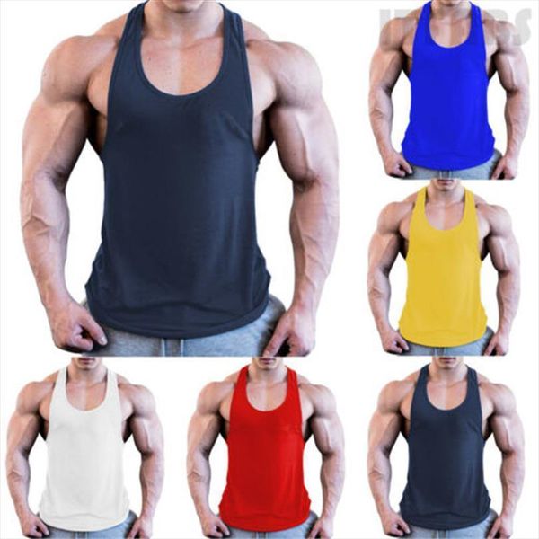 

gym men muscle sleeveless shirt tank fit bodybuilding sport fitness workout vest breathable, White;black