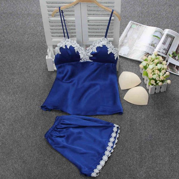 

women's shorts spaghetti strap with pad pajama sets lace v-neck sleepwear zdyk, White;black
