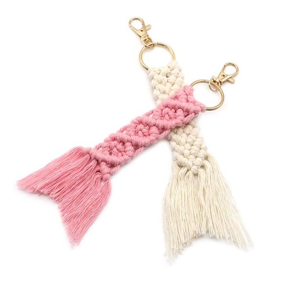 

hooks & rails macrame keychain boho woven key ring creative hanging decoration bag pendant purse charm small gift for handbag