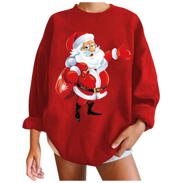 

women's hoodies & sweatshirts spring autumn women pullover sweatshirt 2021 fashion fun christmas print streetwear female loose long sle, Black