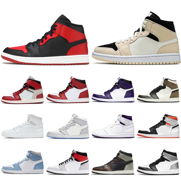 

2021 classic basketball shoes 1s 1 for men women chicago court purple dark mocha neutral grey og electro orange patina silver toe banned bar