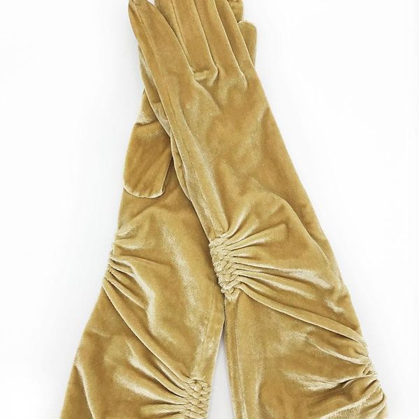 

fingerless gloves autumn winter fashion ladies solid color simple temperament long cashmere soft warm outdoor mittens, Blue;gray