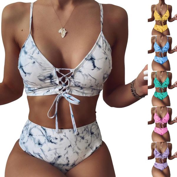 

women's swimwear 2021 bandeau push up split bikini swimsuit women hi- waist bathing suit beach wear with chest pad, White;black