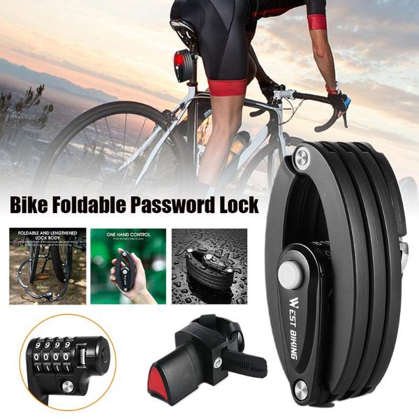 

bike locks folding lock alloy steel anti-theft 4-digit password foldable tamper-proof mountain road accessories
