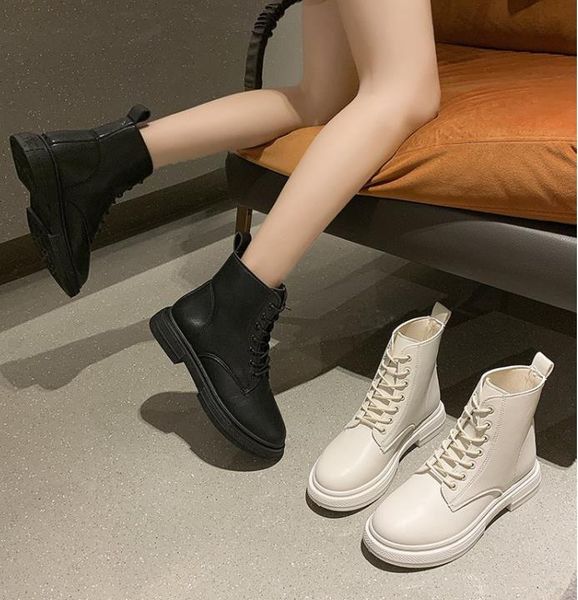 

boots 2021 pu pure color women's leather fashion british for women white060 y95, Black