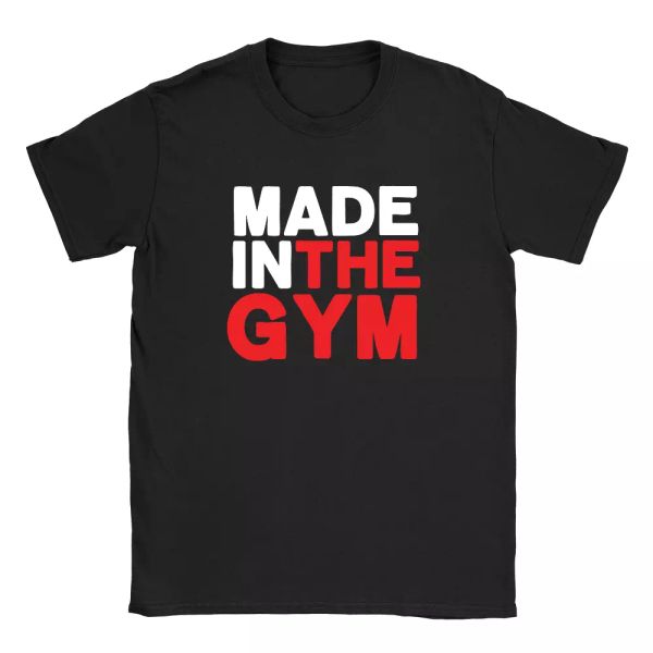 

made in the gym mens t-shirt funny quote slogan workout top, White;black