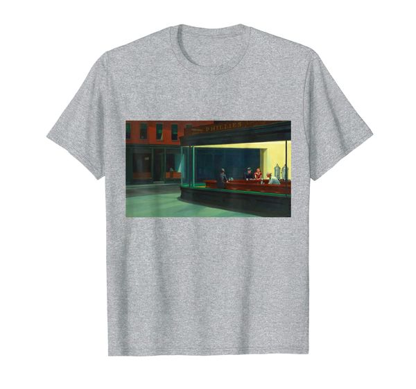 

nighthawks edward hopper modern art gift idea for men women t-shirt, White;black