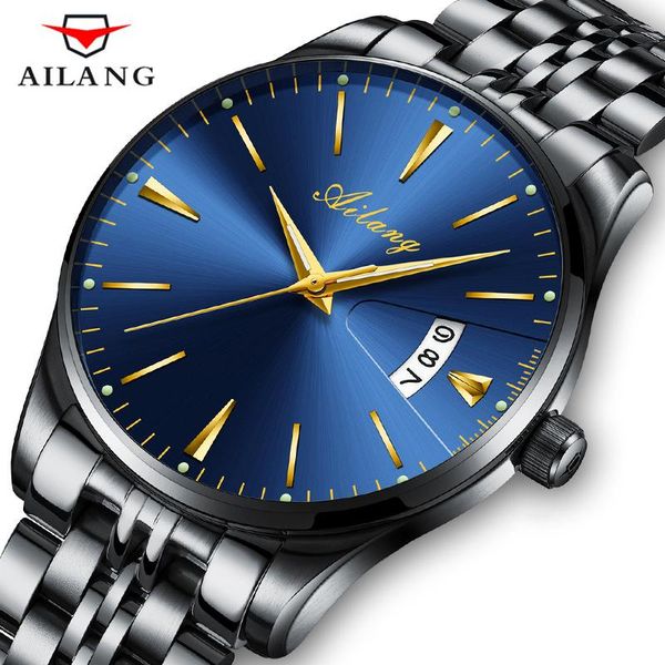 

wristwatches ailang men's watches multifunction luminous calendar automatic mechanical stainless steel strap relogio masculino watch 86, Slivery;brown