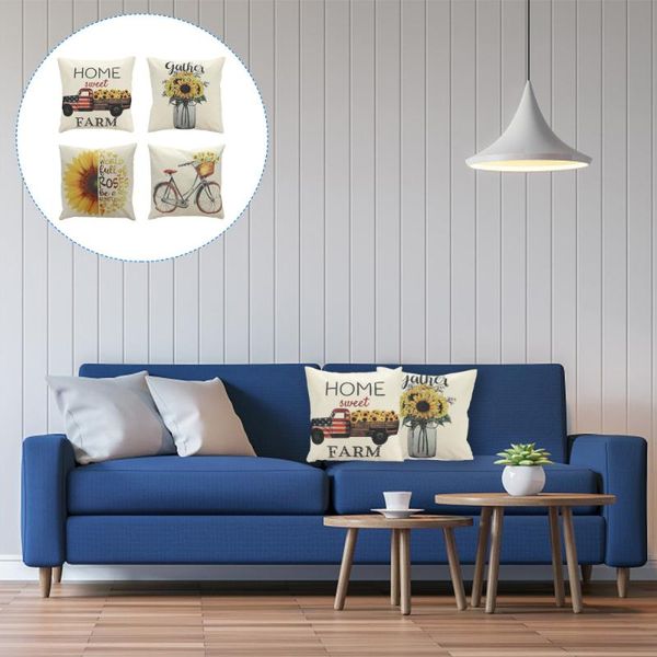 

pillow case 4pcs sunflower farm-themed linen pillowcase creative flower pillowslip