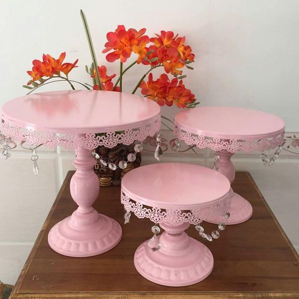 

baking & pastry tools pink round cake stand tray decoration wedding lace plate dessert table kitchen diy