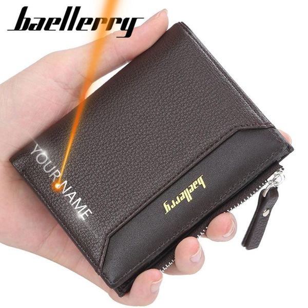 

wallets 2021 men short name print solid fashion zipper card holder purse coin pocket male, Red;black