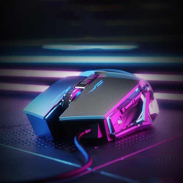 

mice wired macro programming metal mechanical mouse led breathing light 4 gear dpi adjustable deskcomputer lapgaming