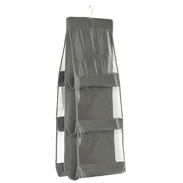 

pockets portable non woven hanging handbag organizer wardrobe clear storage bag with hooks space saver hanger pouch bags