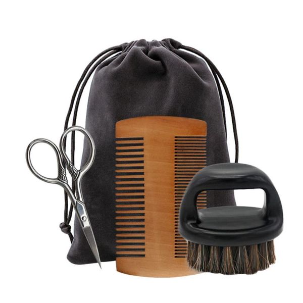 

hair brushes 1 set handle beard brush men use comb home kit, Silver
